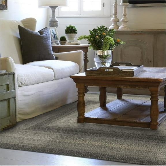 Homespice Flint Hill Country Braided Rugs 6x9' Perfect Dark Gray Rustic Rugs for Bedroom