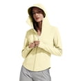 thumbnail image 4 of Vinsonshop Women's UPF 50+ Sun Protection Hoodie Jacket Lightweight Long Sleeve Zip Up Sun Shirt with Face Cover for Hiking Running Outdoor Yellow S, 4 of 6