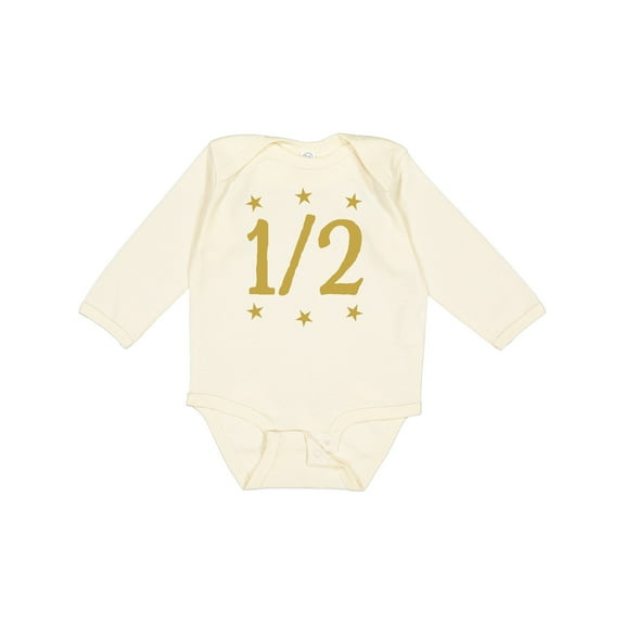 Inktastic Half Birthday Gold Stars Boys or Girls Long Sleeve Baby Bodysuit