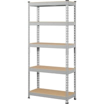 27.5 x 12x 60 Inch 5-Tier Utility Shelves, Metal Storage Shelves, Adjustable Shelving Units, Boltless Assembly, Garage Shelves, Shed Shelving for Warehouse, Garage Shed, Basement- Light Gray