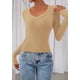 thumbnail image 3 of Remera PRETTYGARDEN de manga larga, escote en V, ajustada, corta, talle XS, 3 of 8