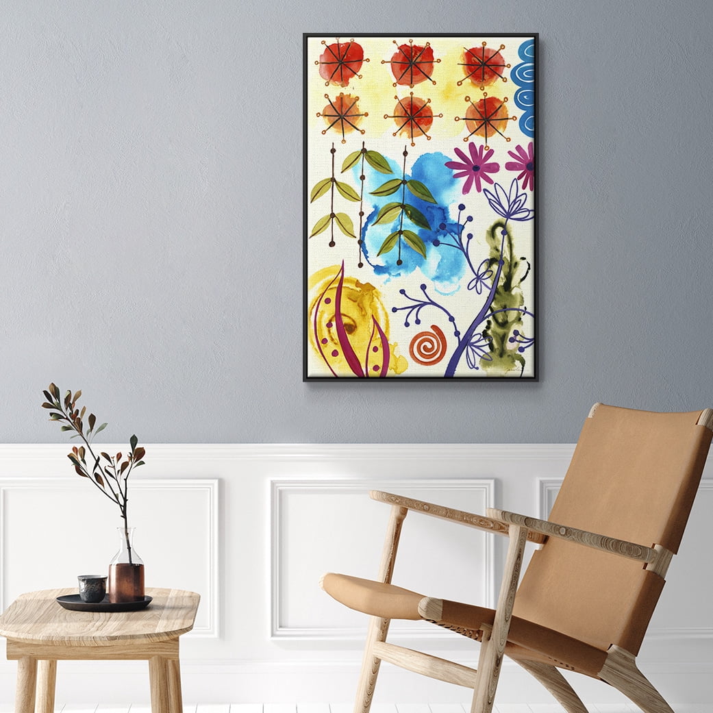 Flower Power II Framed Premium Gallery Wrapped Canvas - Ready to Hang - 27 x 41 - Black Floating Frame