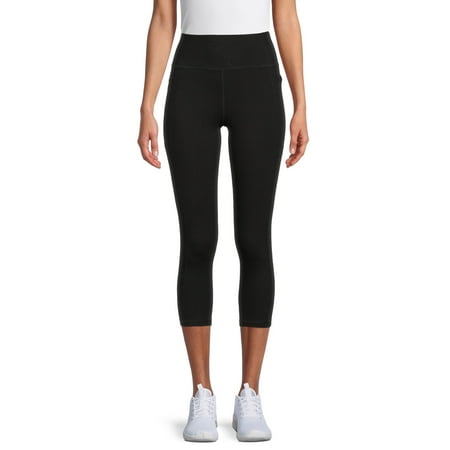 Avia Women’s Stretch Cotton Blend Capri Leggings with Side Pockets