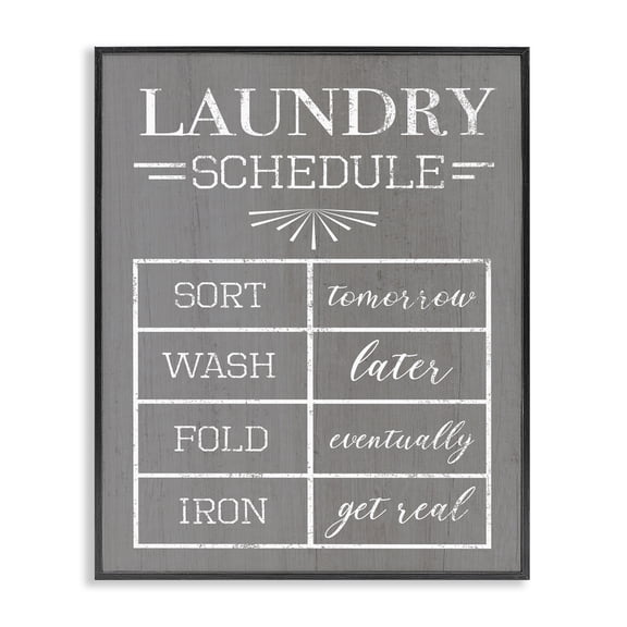 Stupell Industries Eclectic Relaxed Laundry Schedule Grey Black Framed Giclee Art, 11 x 14, by Lil' Rue