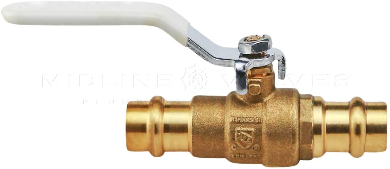 Midline Valve 932114VLV-5 Premium Press Ball Valve, with 1-1/4 in. Press Connections, Brass (Pack of 5)