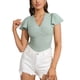 thumbnail image 1 of Camiseta de punto de manga corta con cuello en V y cuello en V para mujer, 1 of 7