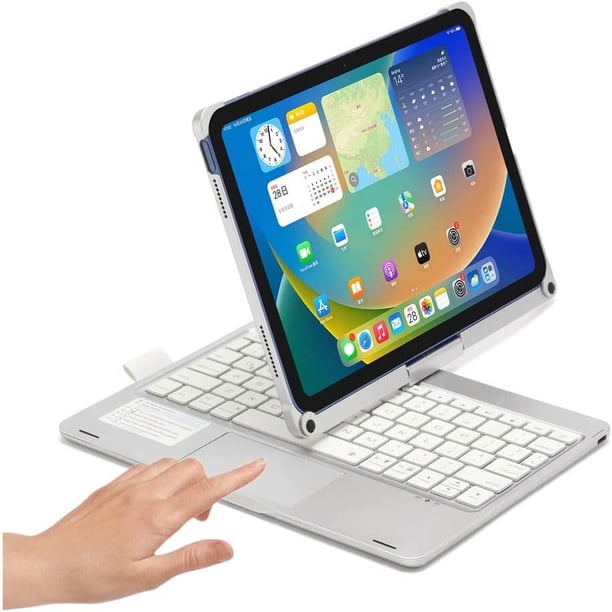Teclado Táctil Giratorio 360° para iPad 10ª Generación 2022, Teclado Retroiluminado de 10.9 Pulgadas con Trackpad Integrado, Cubierta de Teclado Plegable Bluetooth para iPad 10