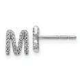 thumbnail image 3 of 14K White Gold Diamond Initial M Earrings (0.148Ct), 3 of 4