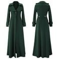 thumbnail image 6 of Women's Tailored Slim Fit Trench Coat, Maxi Length Faux Wool Blend Overcoat, Long Formal Coat, Elegant Outerwear, Office Wear Trench Coat Green S, 6 of 8