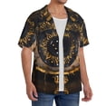 thumbnail image 2 of Logiee Mystical Golden Eye Print Men's Button Down Shirts Short Sleeve, Summer Beach Shirts,Vacation Wedding Shirts,Men's Casual Button-Down Shirts with Pocket-Medium, 2 of 5