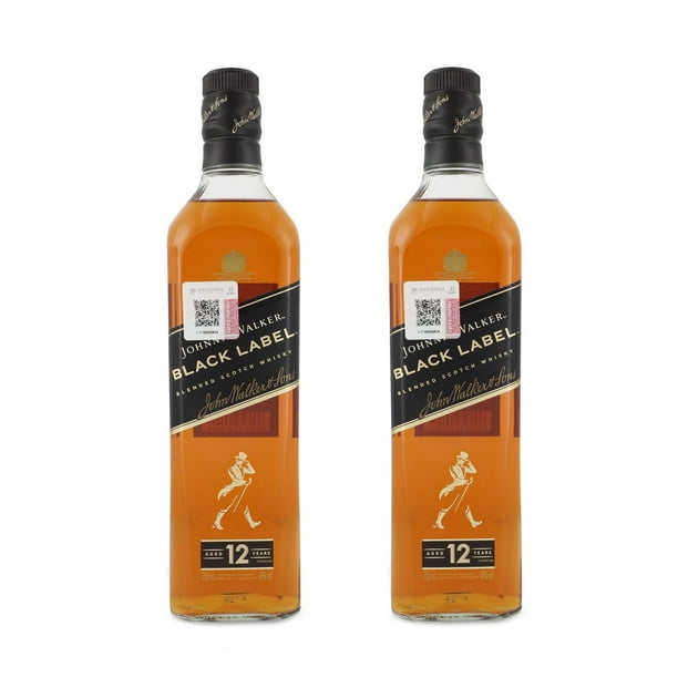 Paquete De 2 Whisky Johnnie Walker Black Label Blended Scotch 750 ML X2