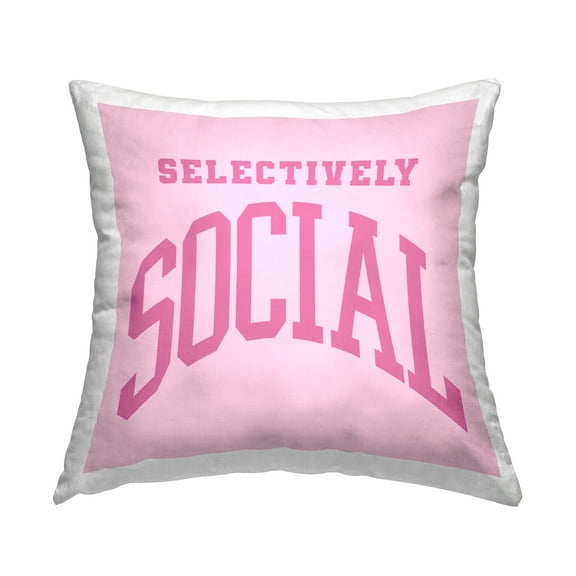 Stupell Industries Selectively Social Pink Saying Decorative Printed Throw Pillow, 18 x 18