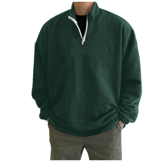 Chandail-Over Sans Capuche Décontracté Simple pour Hommes, Col Montant, Fermeture Éclair, Surdimensionné