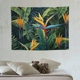 thumbnail image 4 of QZHH  Wall Tapestry Green Bird Floral Pattern Tropical Leaves Flowers Yellow Exotic Paradise Abstract Blossom Hawaii Art Tapestry Wall Hanging for Room, 4 of 7