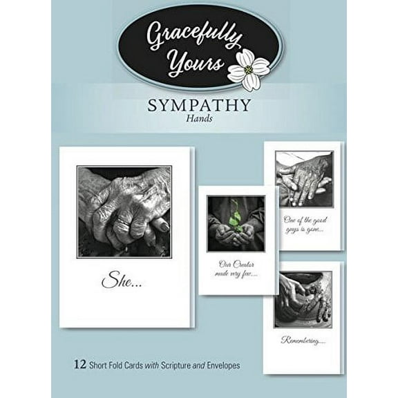 Gracefully Yours Sympathy Cards Using Hands Greeting Cards, 12, 4 designs/3 each with Scripture Message