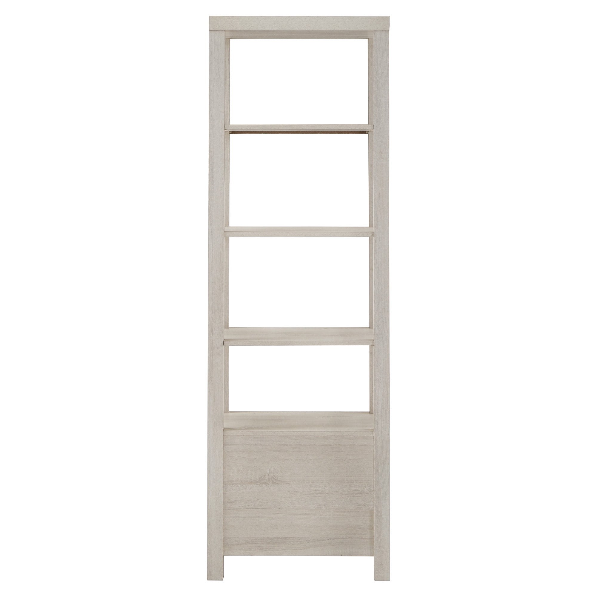 Weston Home Fayston 4-Tier/5-Tier Adjustable Bookshelf with Drawer, Antique White Finish, For All Ages