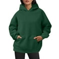 thumbnail image 2 of Tops for Women Trendy Women's Solid Color Sweatshirt Womens Oversized Sweatshirts Pullover Hoodies Artificial Short Velvet Sweaters Long Sleeve With Pockets Winter Fall Outfits Clothes, 2 of 5