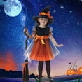 thumbnail image 4 of 2024 Vestido de fiesta de bruja para niñas y niños, disfraz de calabaza, bata para niños, vestido con tutú, sombrero de bruja para fiesta de carnaval de Purim, 4 of 5