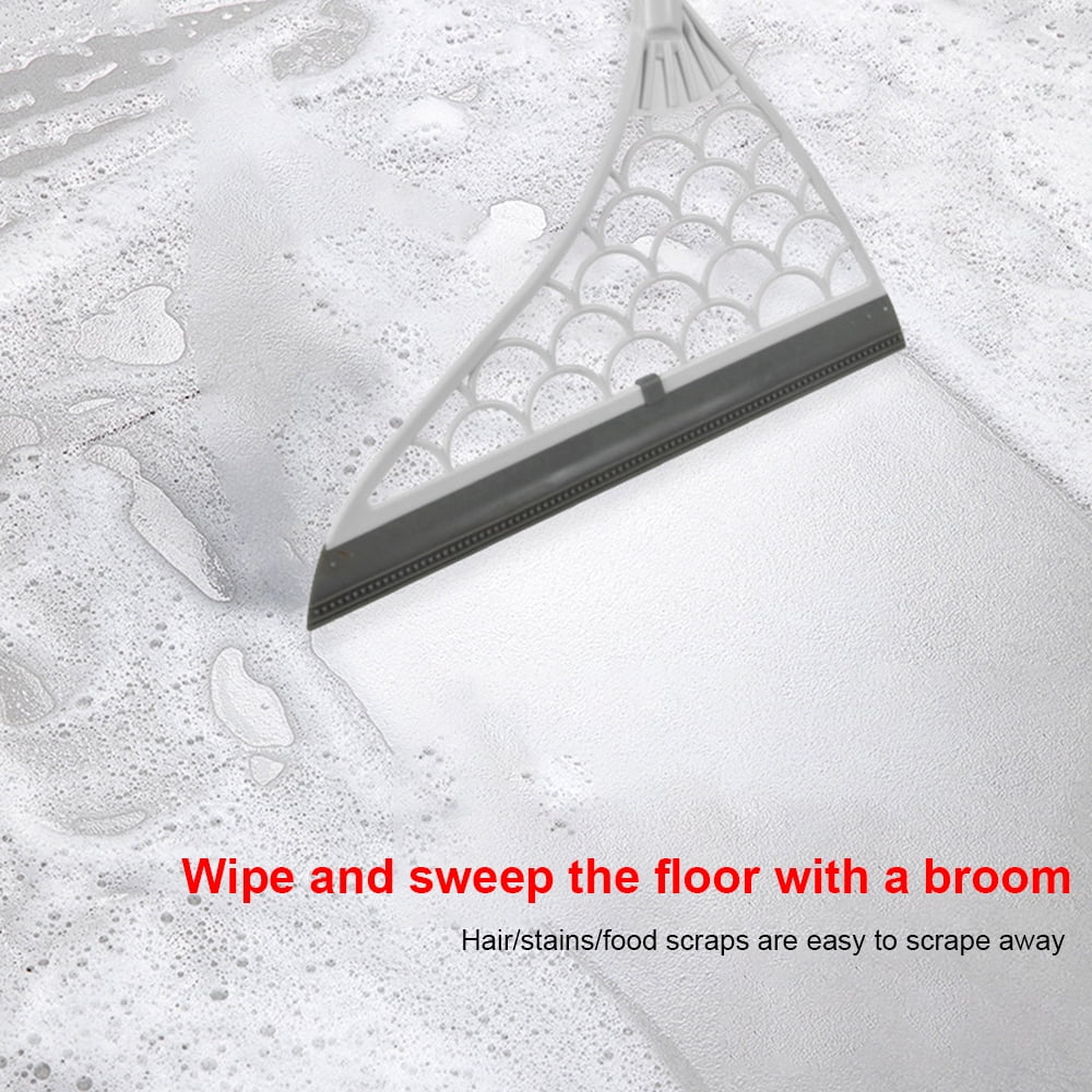JUFANA Floor Squeegee Wiper Heavy Duty Magic Broom Sweeper Dust Hair Bathroom Wiper Broom Rotate Connector Rubber Tools Dries Flat & Curved Surfaces for Bathroom,Wet Room,Floor