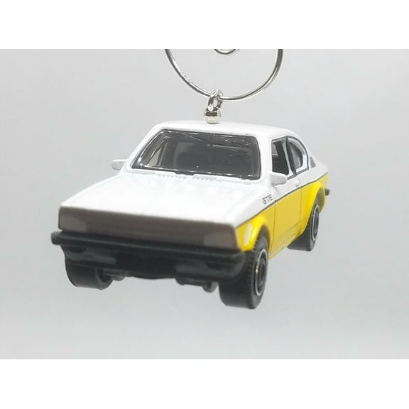 Christmas Ornament for 1975 Opel Kadett Coupe White Yellow