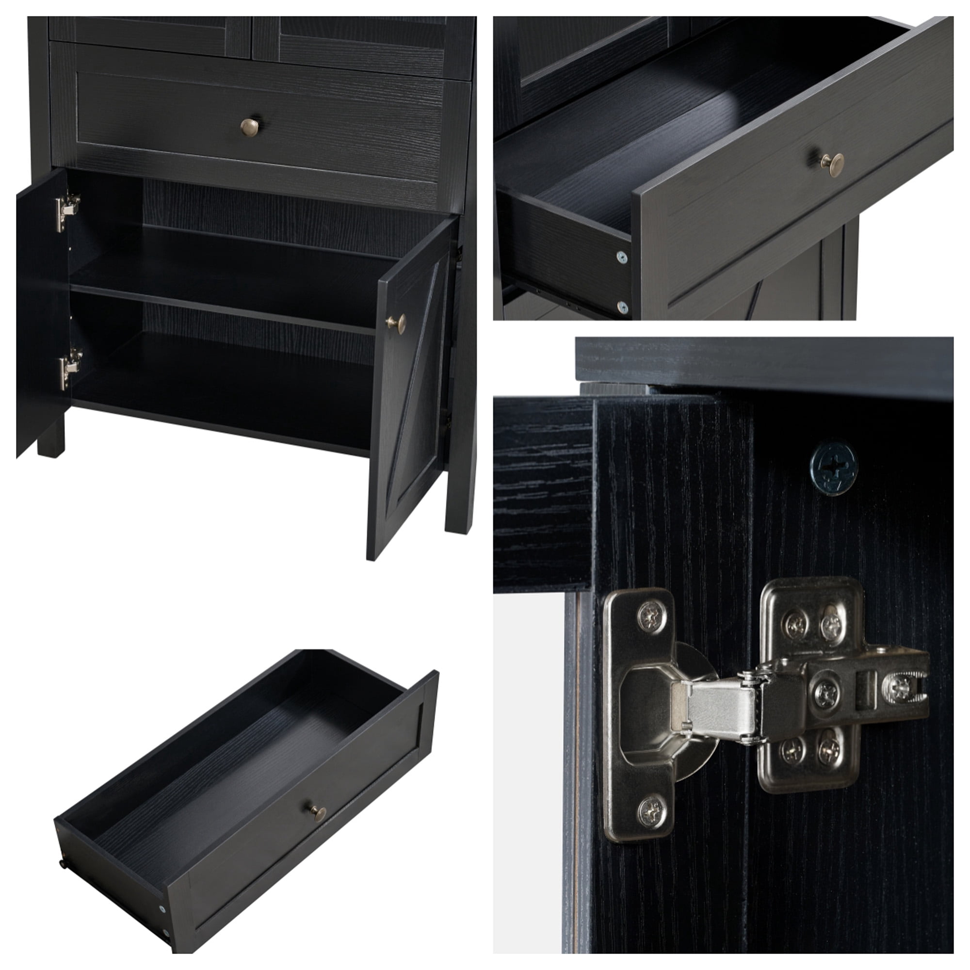 HIUU 70"Tall Black Cabinet with Doors,Arched Cabinets with Drawers with Antique Craftsmanship,Modern Storage Cabinets Made of High-quality Materials,Tall Cabinet for Living Room