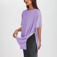 thumbnail image 4 of Timegard Tops for Women Crewneck Short Sleeve Side Button Solid Color Comfy Casual Loose Blouse Top, 4 of 8