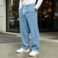 thumbnail image 2 of Ozmmyan Mens Casual Corduroy Sweatpants Elastic Waist Drawstring Straight Leg Trousers with Pockets Winter Warm Pants, 2 of 6