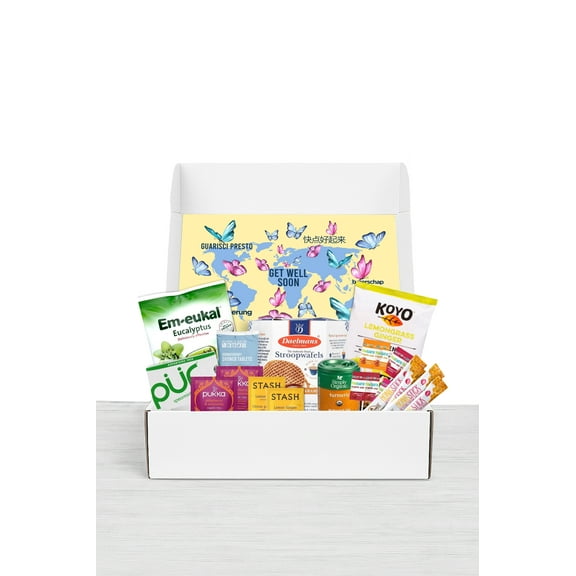Get Well Soon Gift Basket with Comforting Soup, Tea and Snacks from Around the World Gift Box