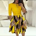 thumbnail image 3 of Elainilye Fashion Dresses for Women 2024 Casual Versatile Daily Life 3/4 Sleeves Cocktail Formal Party Dress,Yellow, 3 of 7