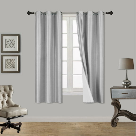 Adam 1-Piece Silver Tree Branches Room Darkening Block Light Grommet Top Printed Window Curtain Panel 37"W X 63"L