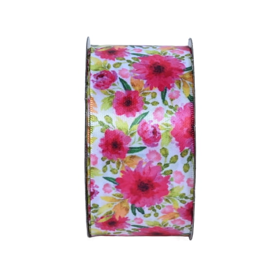 Gwen Studios 1.5" Spring Floral Satin Ribbon, 3 Yards
