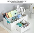 thumbnail image 2 of 2 Pack Desk Organizer Pen Holder, Desk Accessories and Workspace Organizer with 7 Compartments and Drawer for Storage Office Supply, White, 2 of 7