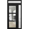 thumbnail image 3 of Front Exterior Prehung FiberGlass Door Clear Glass See-through / Manux 8555 Matte Black Clear Glass / Side Exterior Window / -W30+14" x H80"-Left-hand Inswing, 3 of 6