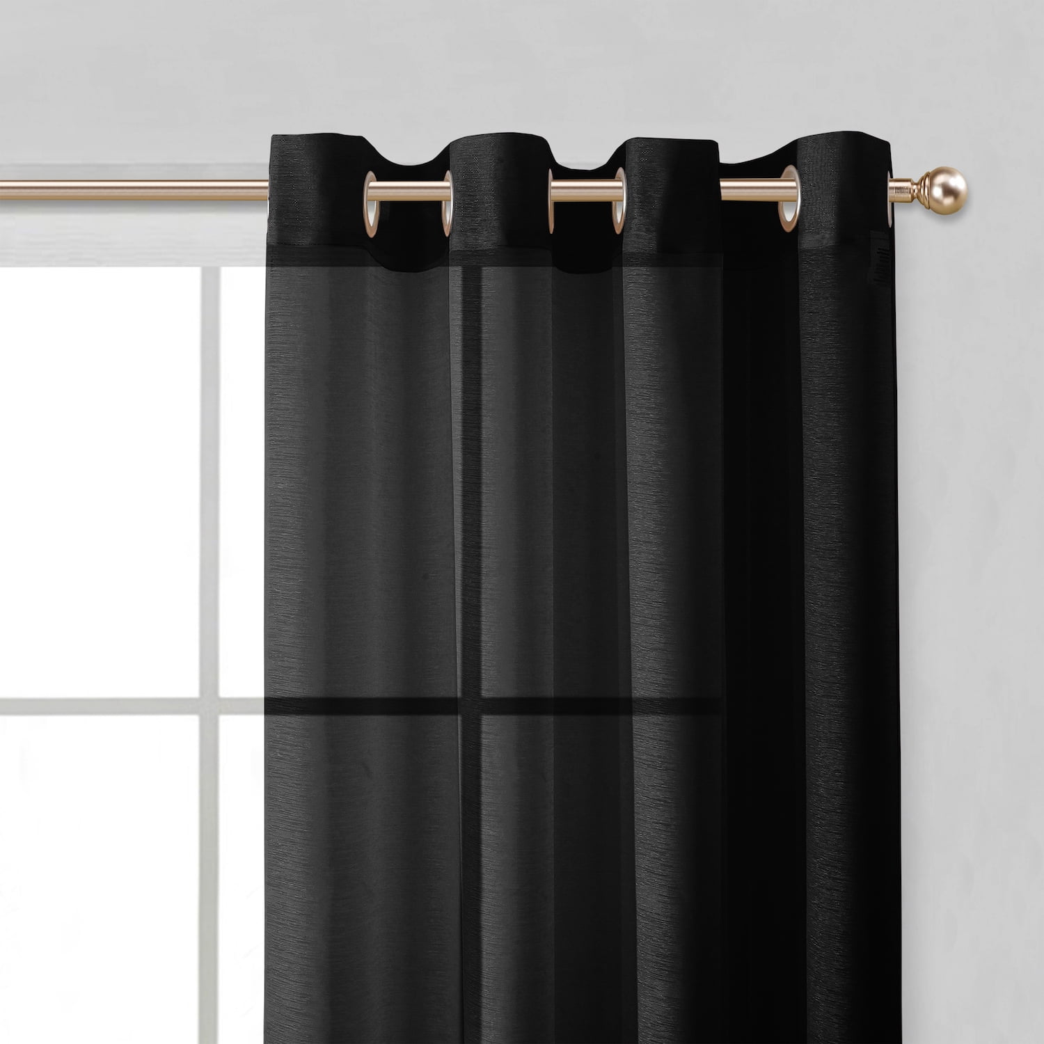 Dainty Home Malibu Textured Semi-Sheer Linen Look Grommet Top Curtain Set Of 4, 54" x 84" each (Covers Two Windows)
