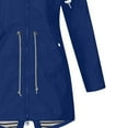 thumbnail image 4 of Rain Jacket Women Striped Lined Hooded Lightweight Raincoat Outdoor Waterproof Windbreaker Blue M, 4 of 4