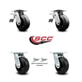 thumbnail image 2 of 6 Inch Rubber on Steel Caster Set with Ball Bearings 2 Brake 2 Swivel Lock SCC, 2 of 2