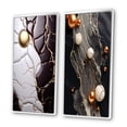 thumbnail image 3 of Designart "Opulent Marble White and Gold Art I" Abstract Painting Framed Wall Art Set Of 2 - Modern Black Framed Canvas Set For Living Room Decor, 3 of 6