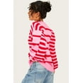 thumbnail image 3 of Redhotype Chic Pink Stripe Sweater - Trendy Bubble Sleeves, Comfort Fit!, 3 of 8