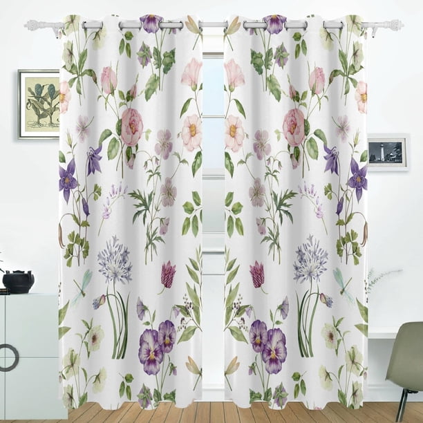 POPCreation Botanical Pattern Window Curtain Blackout Curtains