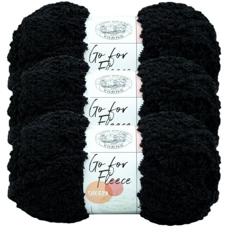 UPC: 0842093130574 | Lion Brand Yarn Go for Fleece Sherpa Black Super Soft Sherpa Jumbo Polyester Black Yarn 3 Pack