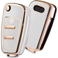 thumbnail image 1 of For Audi A1 A3 A4 A6 Q3 Q5 Q7 S3 R8 TT Car Key Cover Case Silicone TPU Protective Cover Shell Gold Edge White, 1 of 6