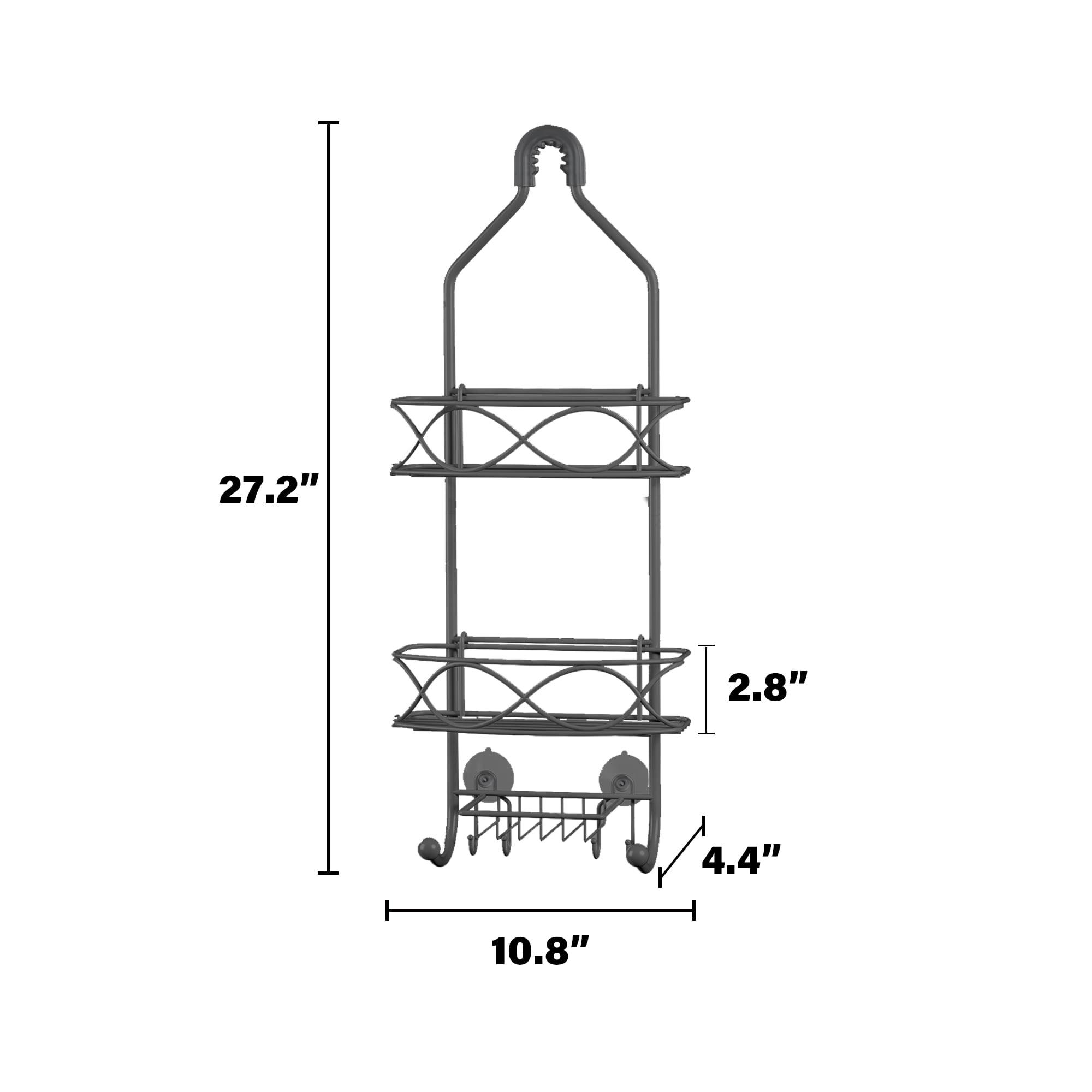 Junjian Hanging Shower Caddy, Simple Design Anti-Swing Shower Organizer, Stainless Steel Shower Shelves, over the Shower Head Bathroom Storage (Matte Black)