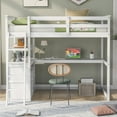 thumbnail image 3 of Twin Size Loft Bed with Desk and Shelves, Cosymart Two Built-in Drawers, White, 3 of 9