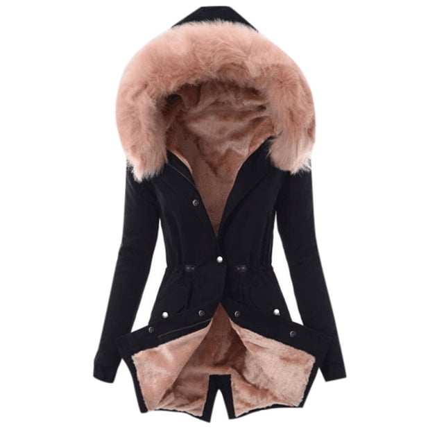 Chaqueta de algodón de otoño e invierno, gorro europeo y americano, chaqueta ajustada y cálida con cremallera para mujer