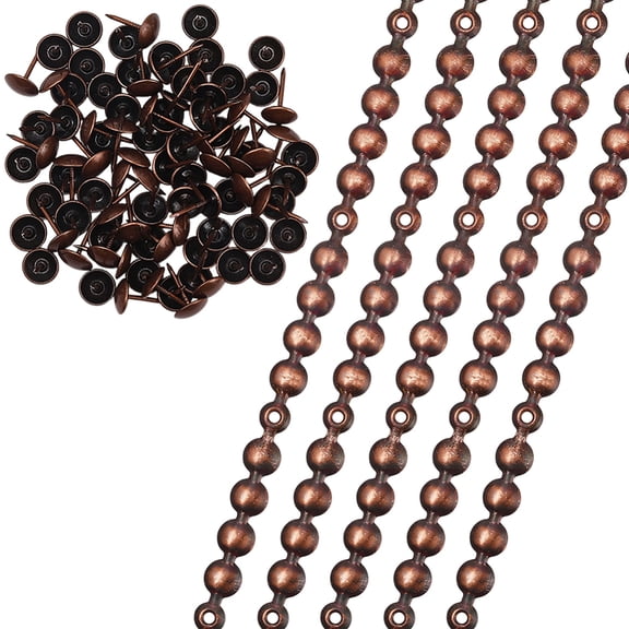 5 Meters Decorative Nail Strips with Upholstery Tacks 0.43 Inch Metal Iron Round Head Decorative Nailhead Trims with 90Pcs Nails Loosing