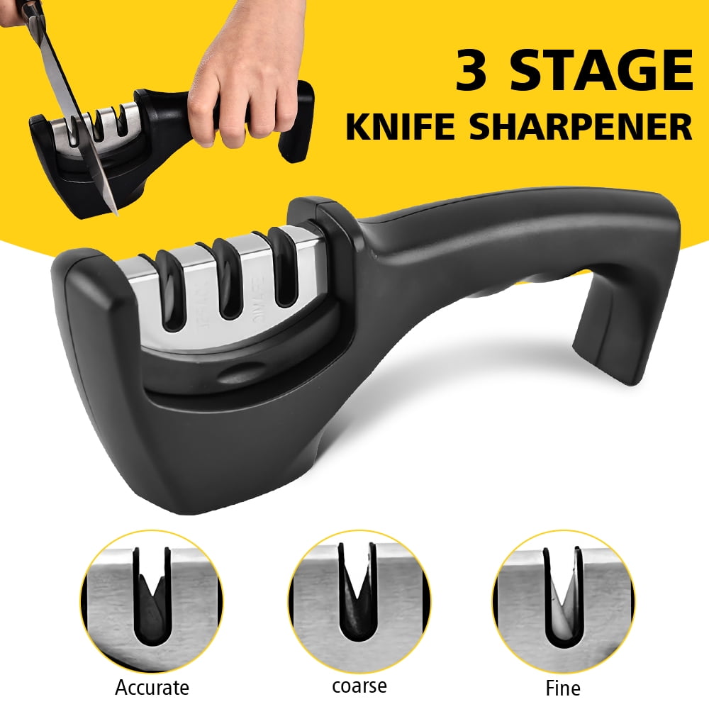 DFITO Knife Sharpener, 3Stage Ceramic Kitchen Tungsten Diamond Knife Sharpener for Steel and