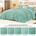 thumbnail image 3 of Fluffy Queen Comforter Set - Furry Eggshell Blue Leaves Pattern Faux Fur Bed Set, Winter Ultra Soft Fuzzy Comfort Set, Velvet Bedding Set for Bed with 2 Pillow Cases, 3 of 13