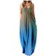 thumbnail image 2 of ICHUANYI Clearance Women Fashion Sling Mid-waist V-neck Sleeveless Stripe Printing Slim Beach Long Dress(Sky Blue, M) ICHUANYI WER2023080811296, 2 of 5