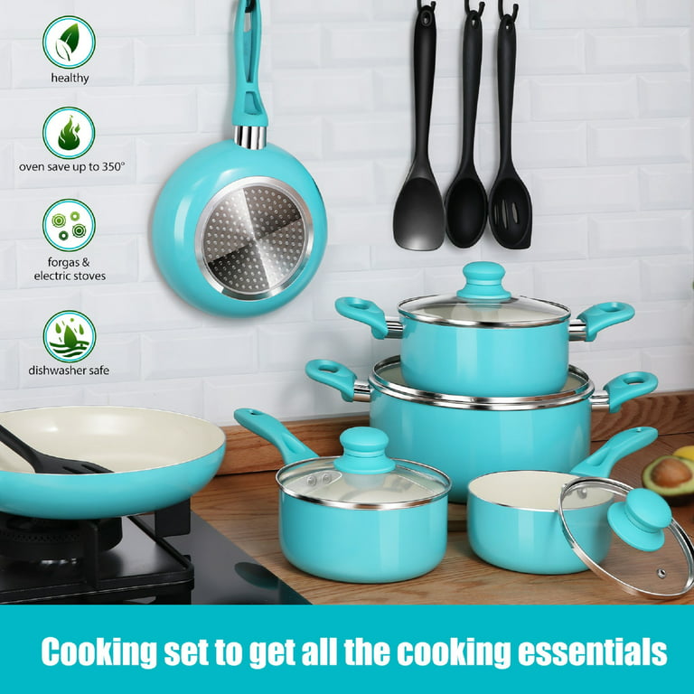 CAROTE Pots and Pans Set Nonstick 16Pcs Kitchen Cookware Sets