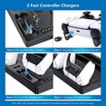 thumbnail image 3 of Vertical Stand with Headset Holder and Cooling Fan Base for PS5 Console & Playstation 5 Accessories, 1 Headphone Stand, 2 Controller Chargers, 15 Game Disc Slots and 1 Media Remote Organizer, 3 of 7
